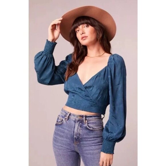 Band of the Free BOG Size Small Camille Deep Teal Crossover Crop Top Deep Teal - Picture 2 of 5